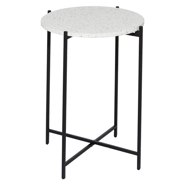 Grayson Lane Contemporary Black Terrazzo Round End Table