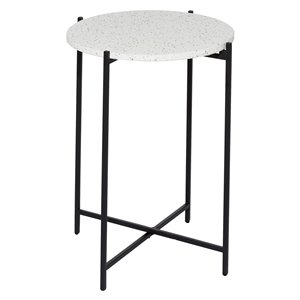 Grayson Lane Contemporary Black Terrazzo Round End Table