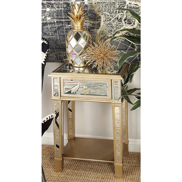 Grayson Lane Beige Mirror Square End Table