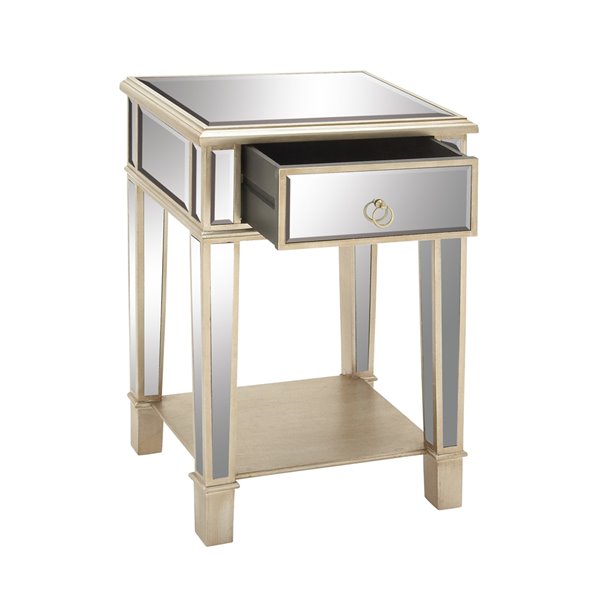 Grayson Lane Beige Mirror Square End Table