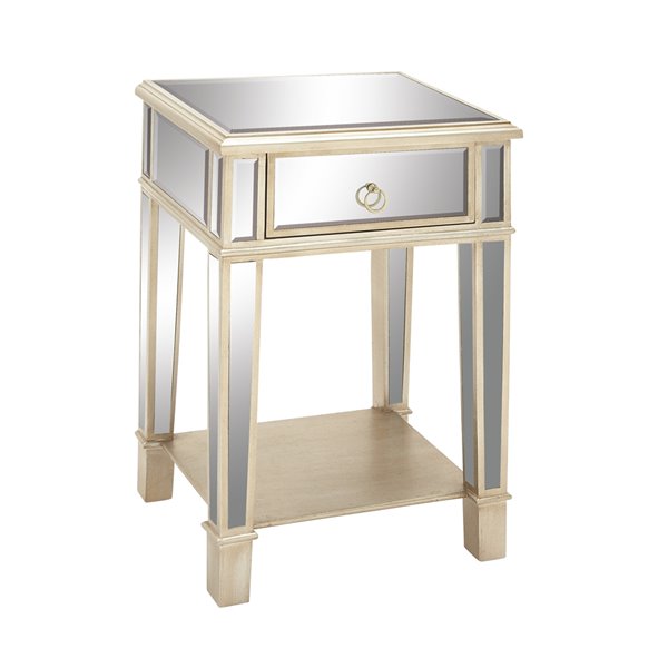 Grayson Lane Beige Mirror Square End Table