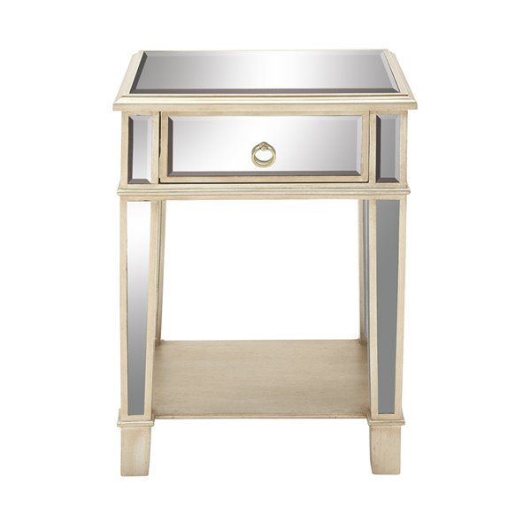 Grayson Lane Beige Mirror Square End Table