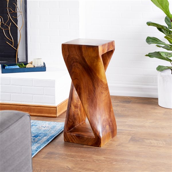 Grayson Lane Contemporary Brown Saur Wood Square End Table