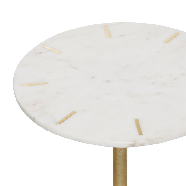 Grayson Lane White and Gold Granite/Marble Round End Table