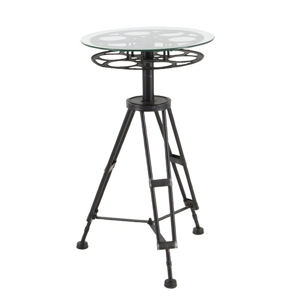 Grayson Lane Eclectic Black Metal and Glass Round End Table