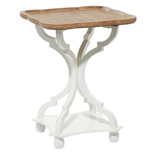 Grayson Lane Farmhouse White Wood Corner End Table