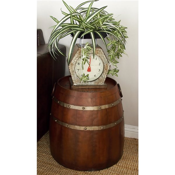 Grayson Lane Farmhouse Brown Metal Round End Table