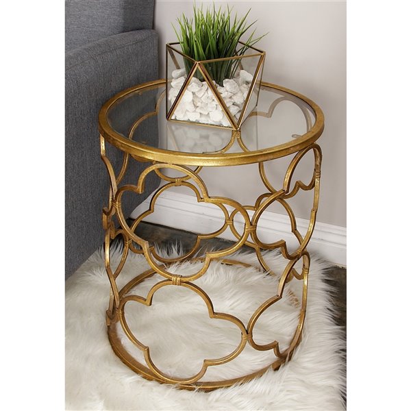 Grayson Lane Gold and Glass Round End Table