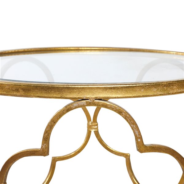 Grayson Lane Gold and Glass Round End Table