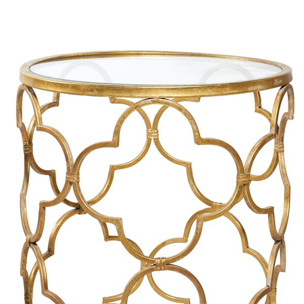 Grayson Lane Gold and Glass Round End Table