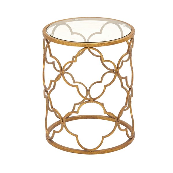 Grayson Lane Gold and Glass Round End Table