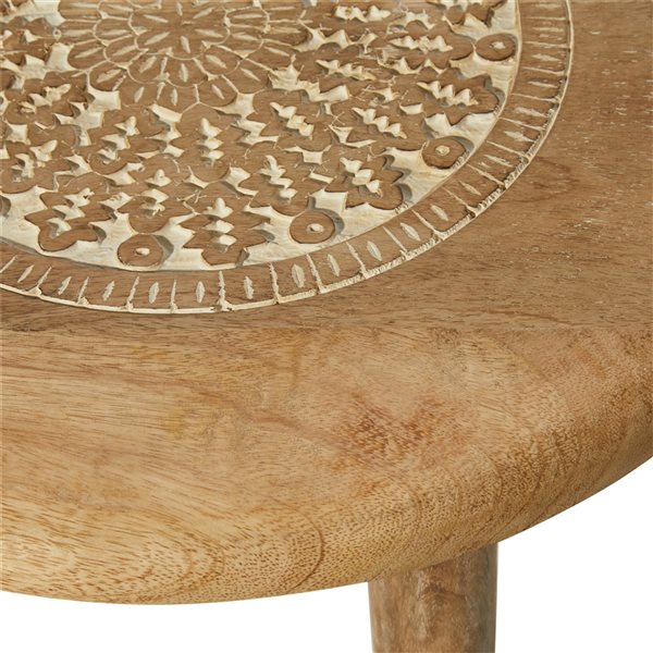 Grayson Lane Traditional Light Brown Mango Wood Accent Table