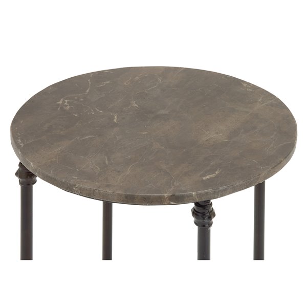 Grayson Lane Traditional Black Granite/Marble Round End Table