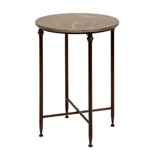 Grayson Lane Traditional Black Granite/Marble Round End Table
