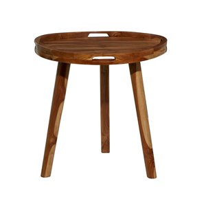 Grayson Lane Contemporary Brown Teak Wood Round End Table