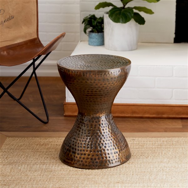 Grayson Lane Industrial Bronze Iron Round End Table