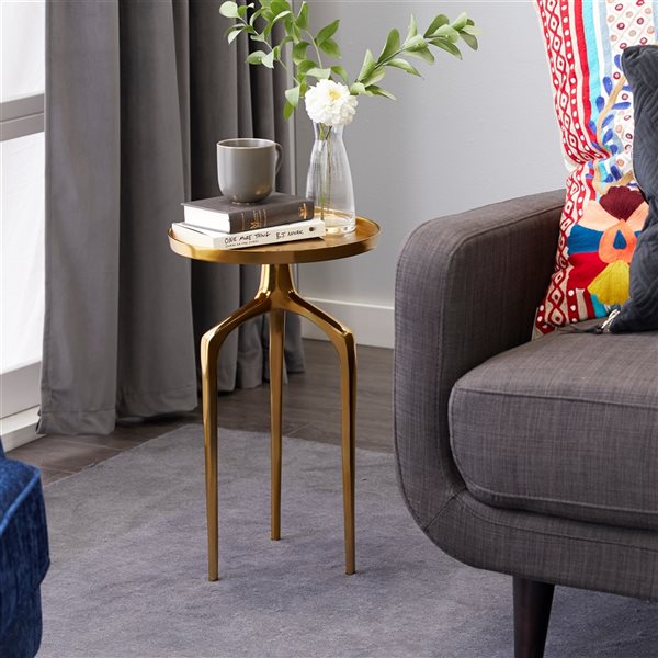 Grayson Lane Gold Aluminum Round End Table