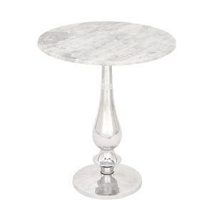 Grayson Lane Traditional White Granite/Marble Round End Table