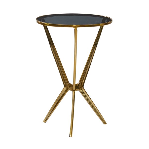 Grayson Lane Modern Gold Aluminum with Glass Round End Table