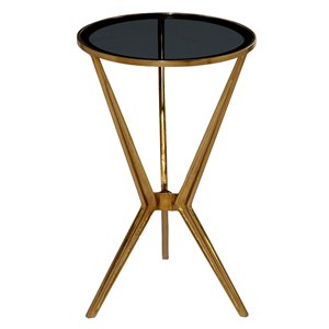 Grayson Lane Modern Gold Aluminum with Glass Round End Table