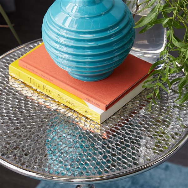 Grayson Lane Glam Silver Aluminum Round End Table