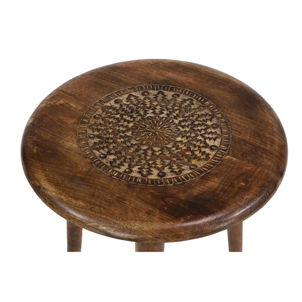 Grayson Lane Traditional Brown Mango Wood Round Accent Table