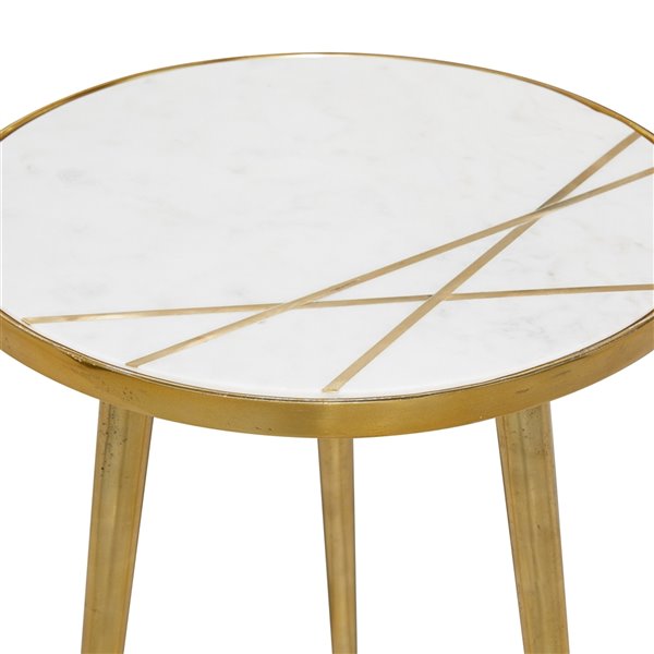Grayson Lane Gold Aluminum and Granite/Marble Round End Table