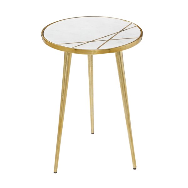 Grayson Lane Gold Aluminum and Granite/Marble Round End Table