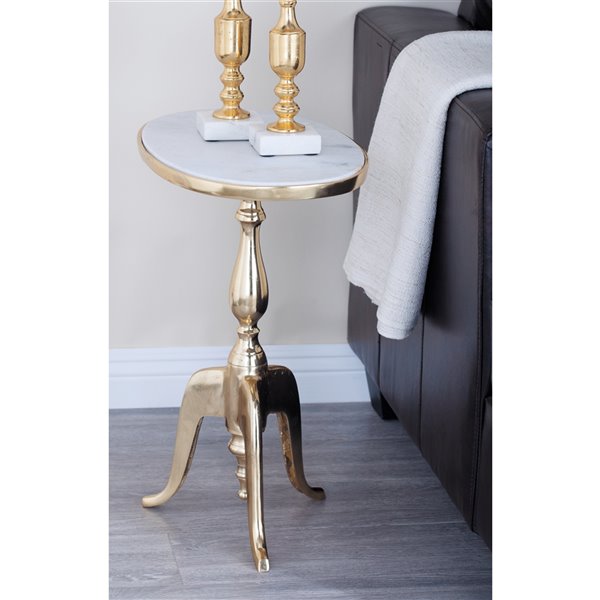 Grayson Lane Traditional Gold Granite/Marble Round End Table