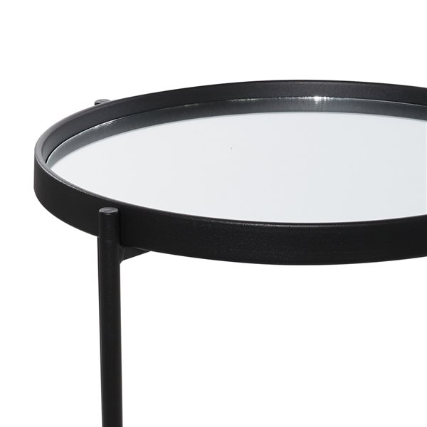 Grayson Lane Contemporary Black Metal with Glass Round End Table