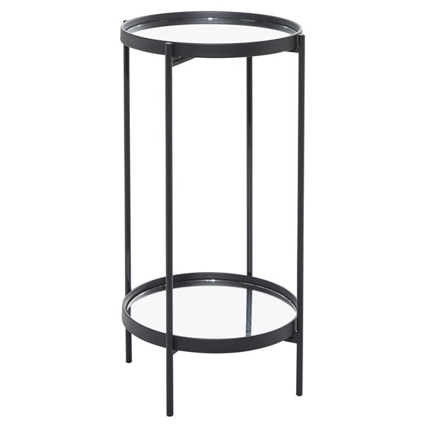 Grayson Lane Contemporary Black Metal with Glass Round End Table