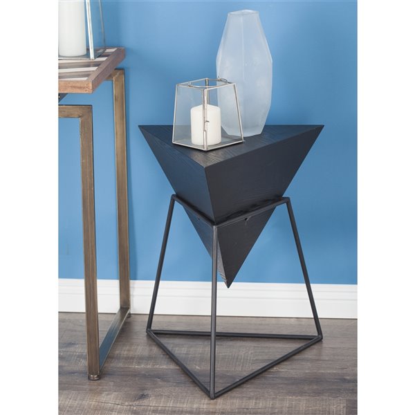 Grayson Lane Grey and Black Metal Triangle End Table