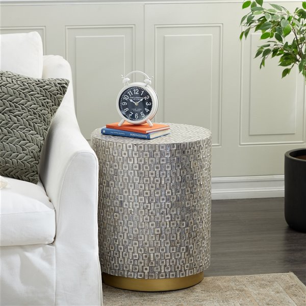 Grayson Lane Grey Resin Round End Table