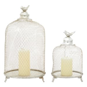 17-in x 12-in Contemporary Lantern Silver Metal - Set of 2