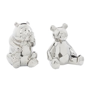 Set of 2 8 In., 7 In. Sculpture Silver Ceramic