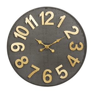 32 In. x 32 In. Industrial Wall Clock Black Metal
