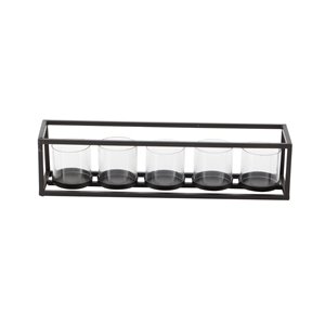 5-in x 22-in Contemporary Candlestick Holders Black Iron