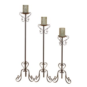 47-in x 39-in x 32-in Traditional Candle Holder Black Metal - Set of 3