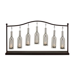 Grayson Lane 20-in x 36-in Farmhouse Candle Holder Lantern Black Iron