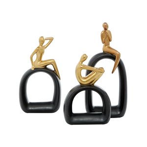 Set of 3 13 In., 11 In., 10 In. Sculpture Gold