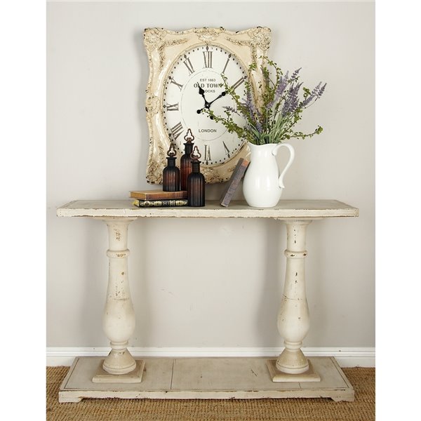 Grayson Lane 32 In. x 48 In. Farmhouse Console Table White Wood
