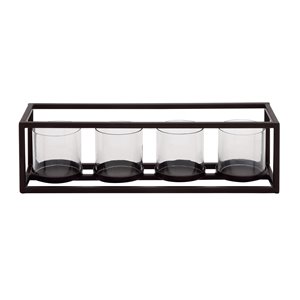 5-in x 18-in Contemporary Candlestick Holders Black Iron