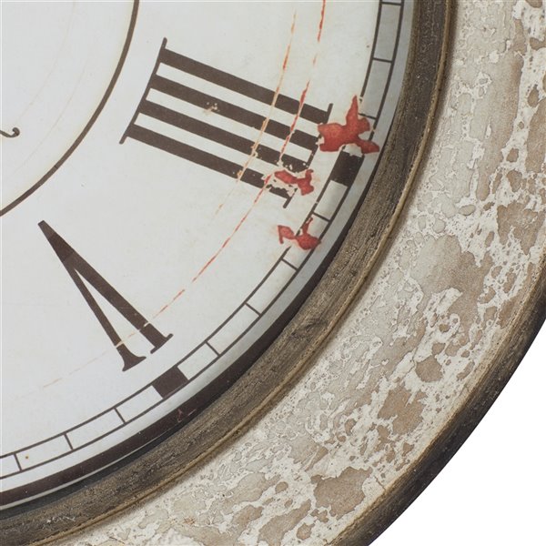 24 In. x 24 In. Vintage Wall Clock Cream Wood