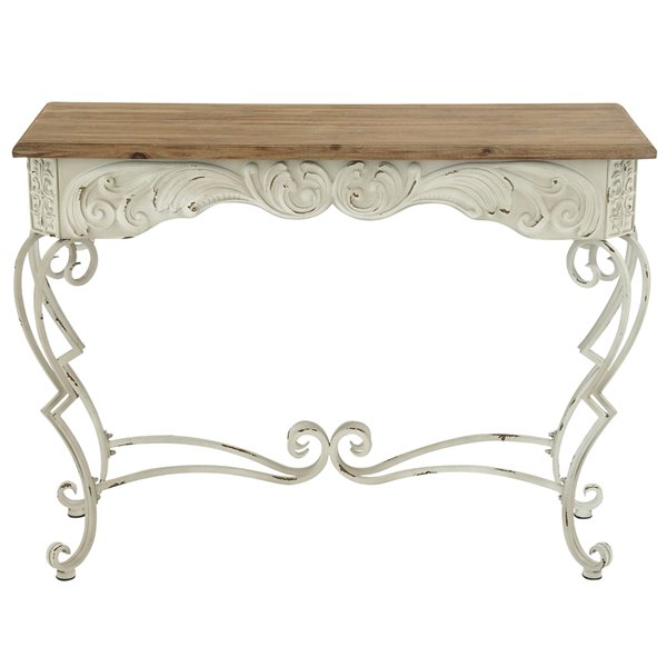 Grayson Lane 32 In. x 42 In. Farmhouse Console Table White Metal