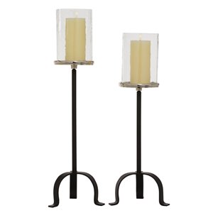23-in x 26-in Black Traditional Hurricane Lamp Aluminum - Set of 2