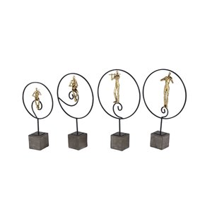 Set of 4 21, 21, 20, 17 In. Gold Modern People Sculpture Res