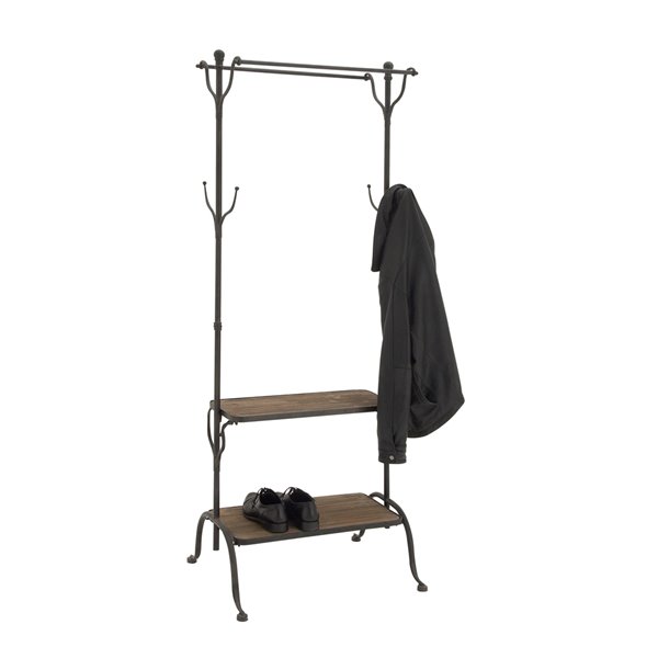 Metal and wood standing coat deals rack