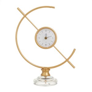 16 In. x 13 In. Modern Clock Gold Iron