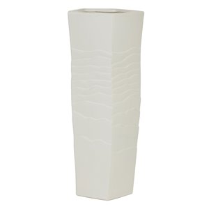 16 In. x 6 In. Contemporary Vase White Ceramic