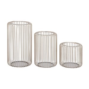 6-in x 9-in x 12-in Modern Lantern Silver Metal - Set of 3